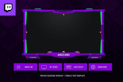 Twitch Live Streaming Overlay Facecam Template Twitch Overlay Images