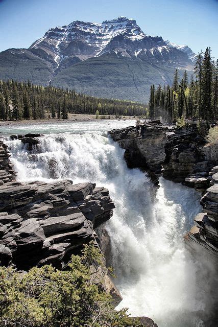 Athabasca Falls In Jasper National Park Canada Beautiful Waterfalls