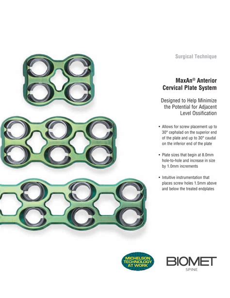 Pdf Maxan Anterior Cervical Plate System Zimmer Biomet · 7 Surgical