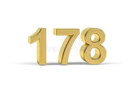 Golden 3d Number 178 Year 178 Isolated On White Background Stock