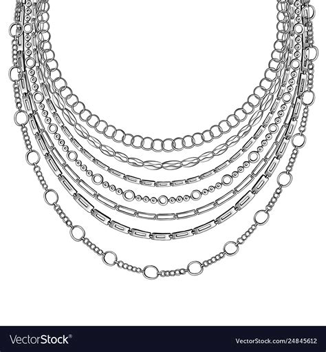Black Outline Chain Neck Lace Isolated Royalty Free Vector