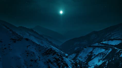 Fondos De Pantalla Paisaje Montañas Noche Naturaleza Luna Luz De