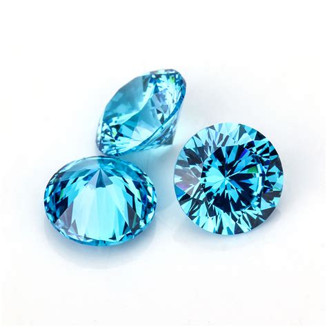 Loose Gemstone 225mm Aqua Blue Star Cut Zircon Stone Round Brilliant