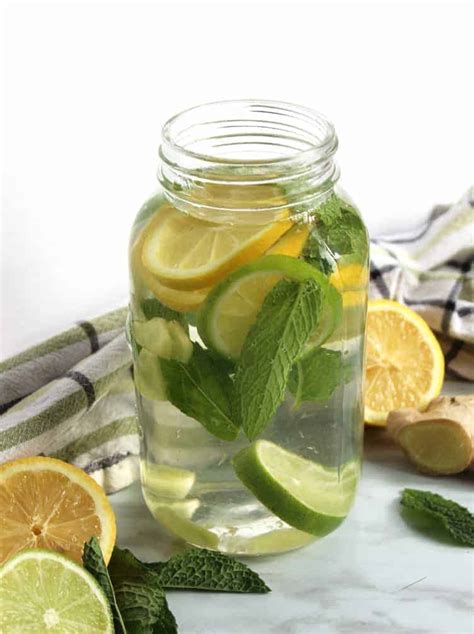 Flavoured Water With Lemon Mint And Ginger Slow The Cook Down