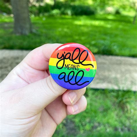 Yall Means All Pride Gay Pride Flag Rainbow Button Pin Etsy