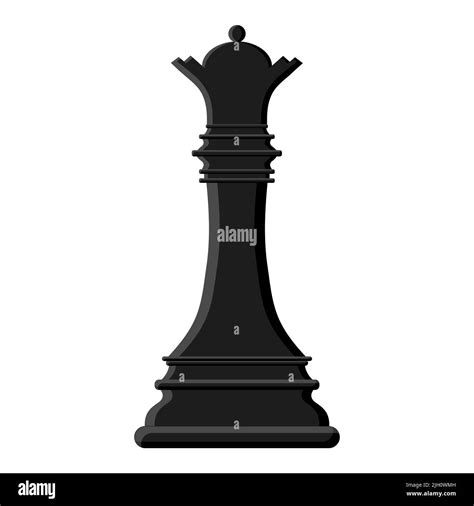 Cartoon Black Chess Queen Isolated On White Background Chess Icons