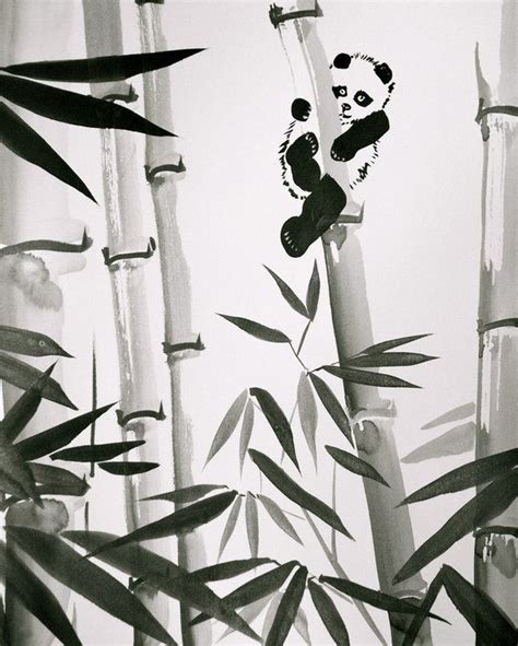Sumi E Ink Painting Zen Style Home Decor And Stationary Panda
