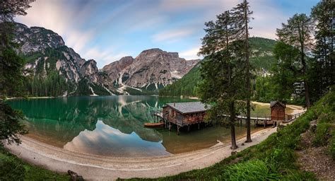 Photography Landscape Nature Panoramas Lake Reflection Boathouses