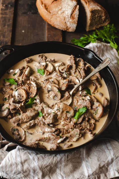 Made with browned ground beef and caramelized mushrooms. Best Beef Stroganoff (VIDEO) - Vikalinka