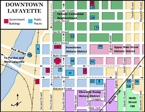 Lafayette Online Map Of Downtown Lafayette Indiana