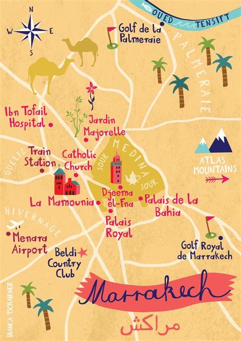 Map Of Marrakech Morocco By Bianca Tschaikner More Marrakech Travel