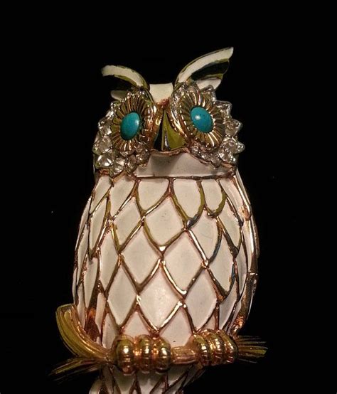 Signed Mid Century Owl Brooch By Jomaz Vintage Enameled Owl Etsy Whimsical Jewelry Fine