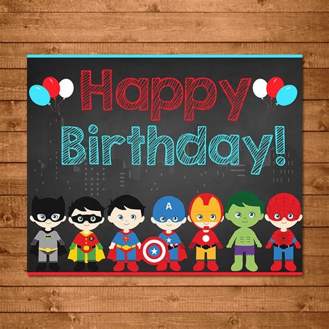 Happy Birthday Images Super Heroes Superhero Birthday Sign Chalkboard