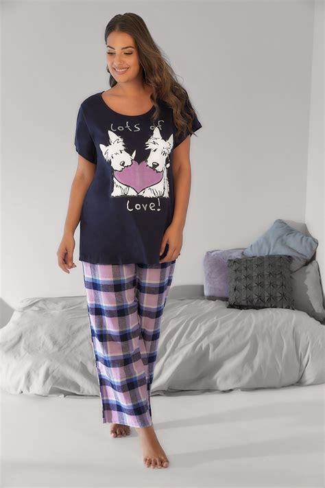 Donkerblauwe Scottie Dog Pyjama Set Maten 44 64