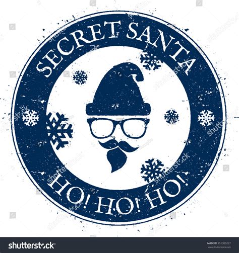 Secret Santa Rubber Stamp Hipster Santa Stock Vector 351300227