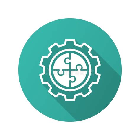 Automated System Icon With Long Shadow For Graphic And Web Design