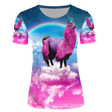 Women Sexy Customized T Shirts Rainbow Unicorn Horse T Shirts Novelty