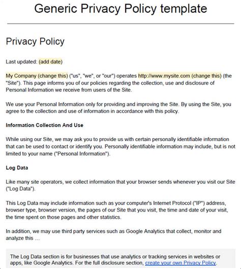13 Privacy Policy Templates Free Pdf Samples Examples