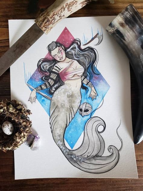 Viking Mermaid Norse Mythology Nordic Siren Warrior T Print Etsy