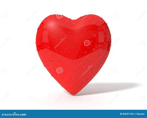 Illustration Of Red Heart With Water Droplets On Surface Stock