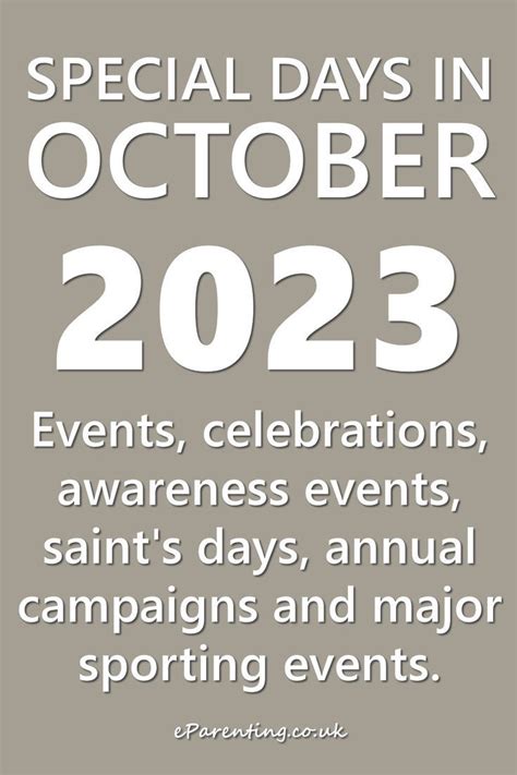 October 2023 Events Celebrations Special Days Artofit