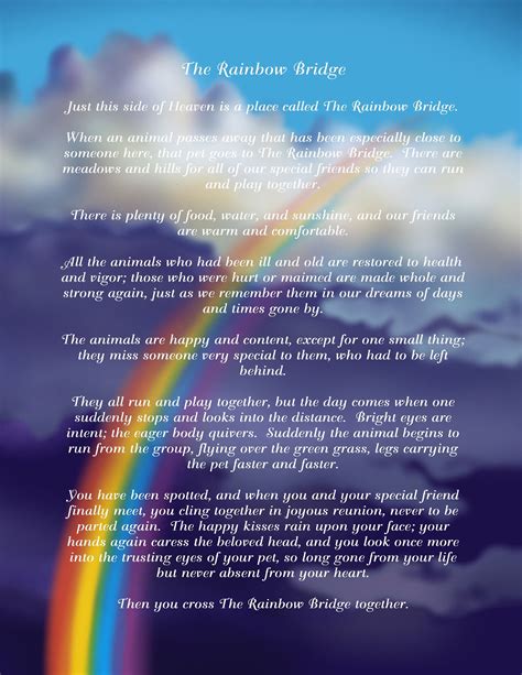 Printable Rainbow Bridge Poem Customize And Print