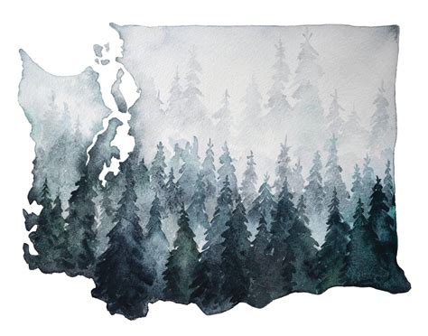 8x10 And 11x14 Washington State Giclee Etsy Watercolor Walls