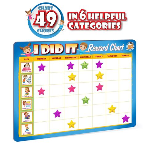 Kids Reward Chore Chart Behavioral Tasks Thick Magnetic Board Star Free