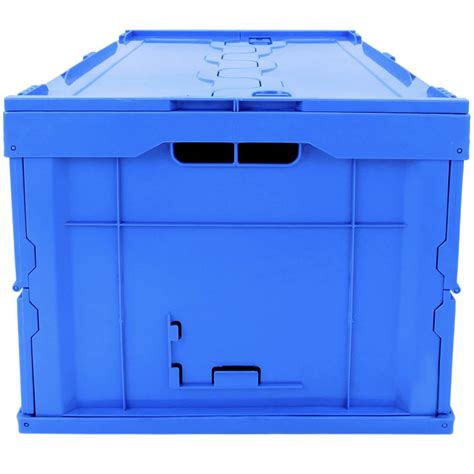 Caja De Plástico Eurobox Plegable Y Apilable Contenedor Azul Con Tapa