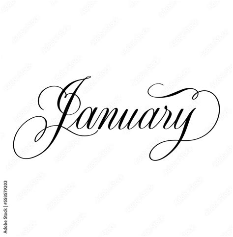 Vetor De Flourished January Calligraphy January Copperplate January