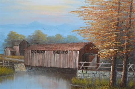 Sold Price Covered Bridge Canvas Oil Painting By K Michaelson May 6