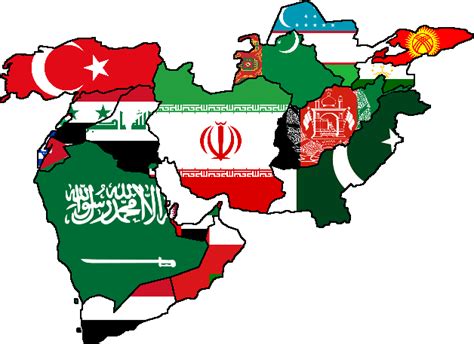 Mapa De Medio Oriente Com Bandeiras Nacionais Ilustracao Stock Images