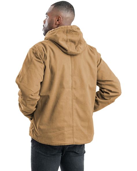 Berne Mens Vintage Washed Sherpa Lined Hooded Jacket Alphabroder