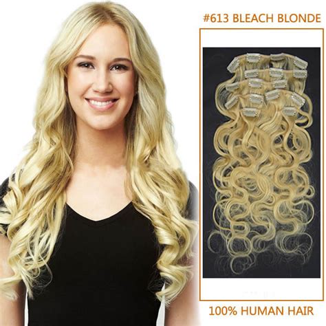 Diy clip ins and salon professional remy extensions. 20 Inch #613 Bleach Blonde Wavy Clip In Remy Human Hair ...