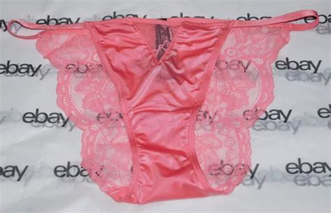 New Victoria S Secret Very Sexy Cheeky Panty Satin Salmon Pink String Lace Xl 13 00 Picclick