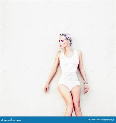 Portrait Of A Sensual Girl Against The Wall Stock Image Image Of Caucasian Nymph 31699103