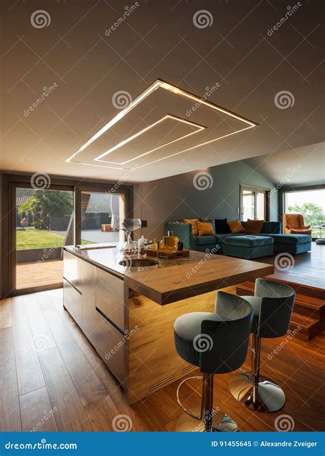 Interior Of A Luxury Modern Villa Kitchen Stock Image Image Of
