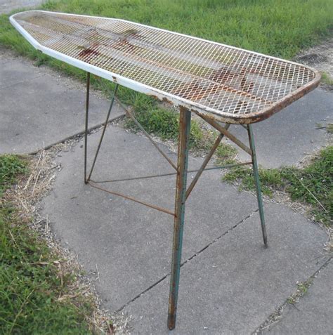 Vintage Metal Ironing Board Folds Up Flat Unique Serving Table Etsy