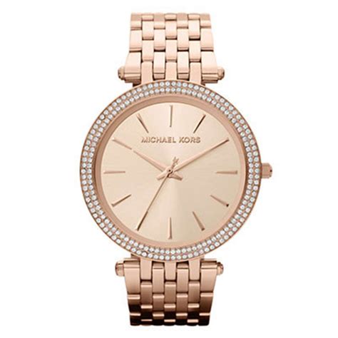 michael kors rose gold watch with red face