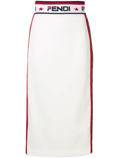 Fendi Jacquard Midi Skirt In Znm White Modesens Fendi Pencil Skirt