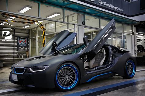 Thai Bmw I8 Gets Custom Blue Adv1 Wheels Gtspirit