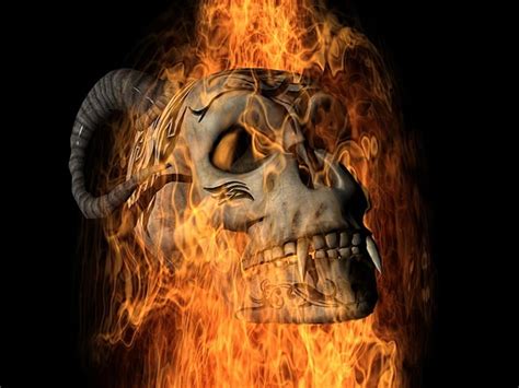 Burning Skull Hades Death Hell Fire Demon Fantasy Flames Dark
