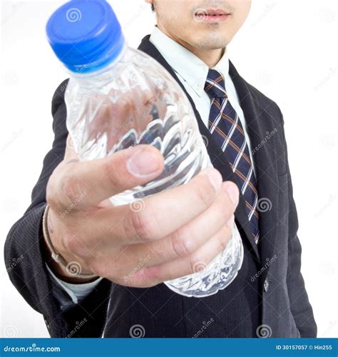 Businessman Give You Water For Drink Stock Image Image Of Layout
