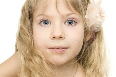 Beautiful Child Girl Face Close Up Stock Image Image Of White