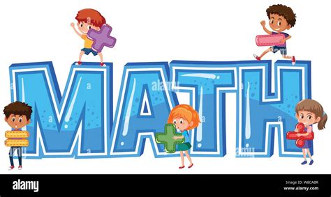 Font Design For Word Math With Children Illustration Stock Vector Image