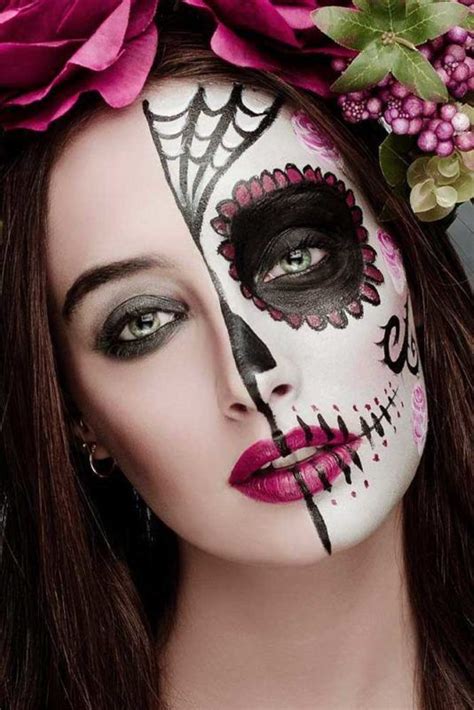 33 Simple Sugar Skull Makeup Looks 2018 Diy Halloween Makeup Ideas