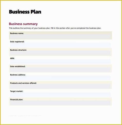 Free Printable Simple Business Plan Template Of Business Plan Worksheet