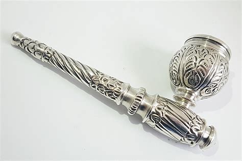 Rare Beautiful Victorian Solid Silver Ornately Designed Smoking Pipe