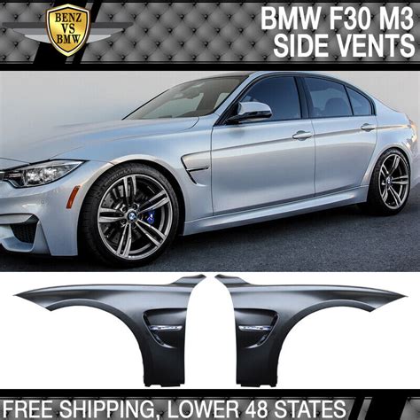 Fits 12 18 Bmw F30 M3 M4 Style Fenders Side Vent Unpainted Black Ebay