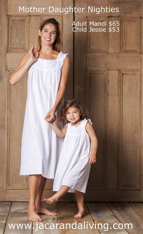 White Cotton Nightgowns Nighties Mother Daughter